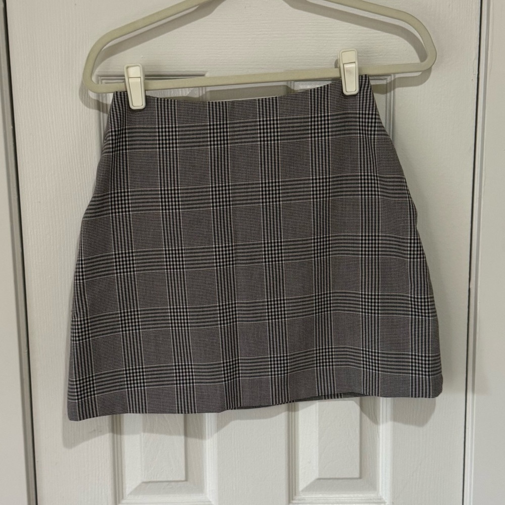 Wilfred Aritzia Gray Pink Checkered Mini Skirt w/ Pockets